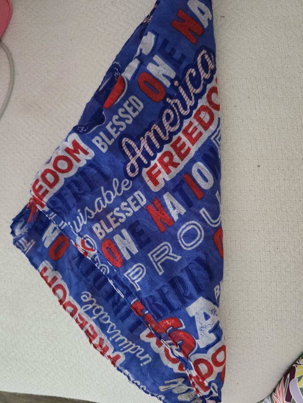 Blue Patriotic Word-Print Bandana Scarf